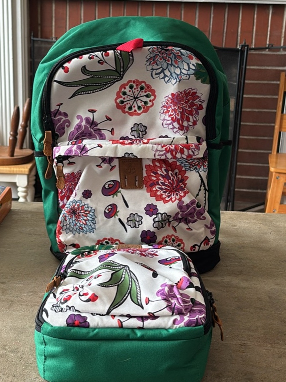 NWOT Lands End Floral Backpack and Lunch Box